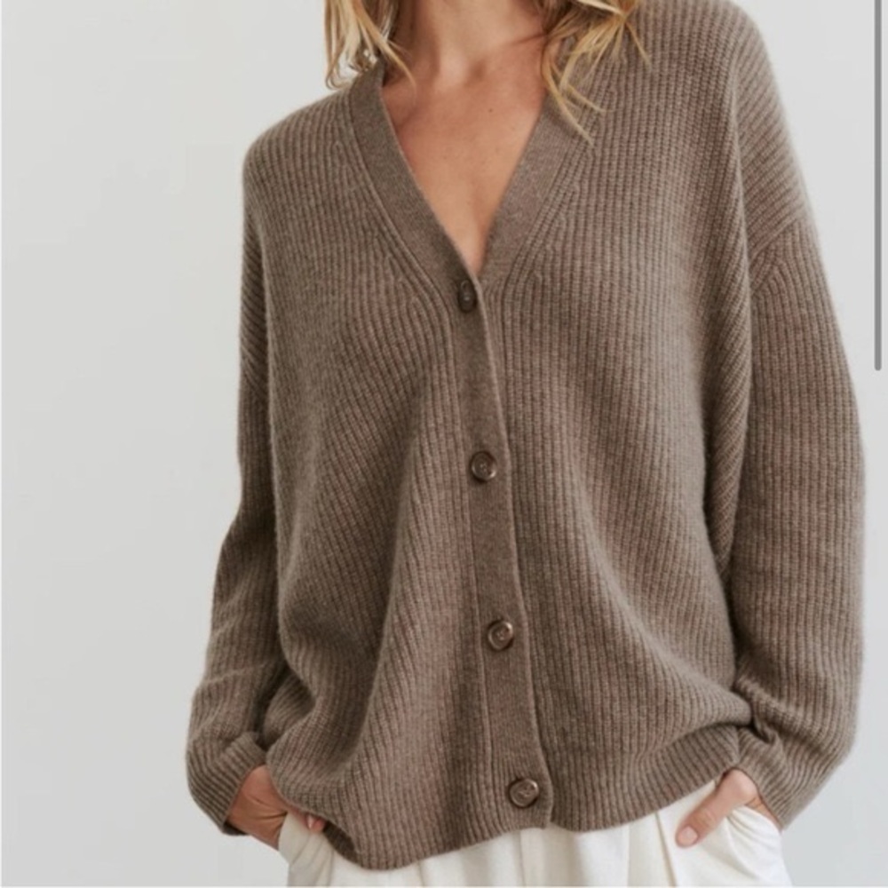 Jenni Kayne Cocoon Cardigan in Cashmere Blend Taupe Brown Size M - Picture 3 of 10
